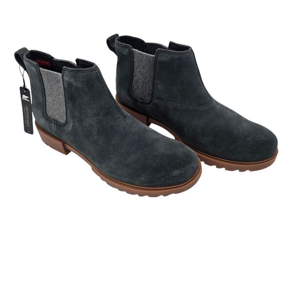 Sorel Emelie 2 Chelsea Boot Size 10.5 Gray Suede Ankle Slip On Waterproof - Picture 1 of 7